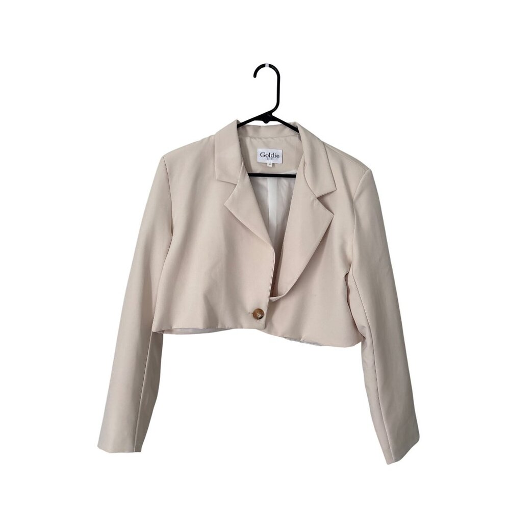 Goldie London Blazer Jacket Size Small Cropped Long Sleeve Single Button Career